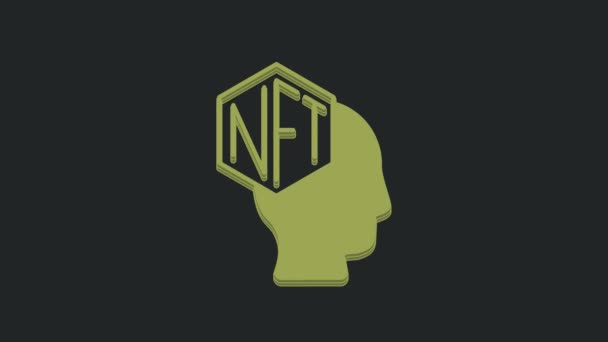 Green Nft Ψηφιακό Εικονίδιο Τέχνης Κρυπτογράφησης Που Απομονώνεται Μαύρο Φόντο — Αρχείο Βίντεο