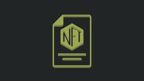 Green Nft Contract Icon Isolated Black Background Non Fungible Token — Stock Video