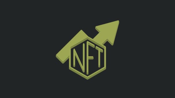 黒の背景に隔離された緑のNft成長バーチャートアイコン 目に見えないトークン デジタル暗号芸術の概念 4Kビデオモーショングラフィックアニメーション — ストック動画