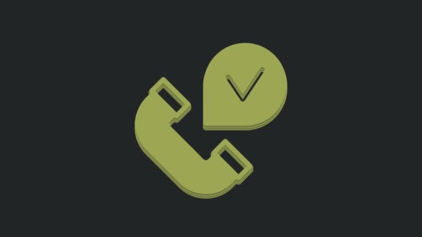 Icono Del Teléfono Verde Aislado Sobre Fondo Negro Señal Telefónica — Vídeo de stock
