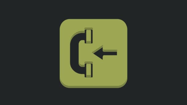 Зеленый Значок Входящего Вызова Телефона Изолирован Черном Фоне Телефонный Знак — стоковое видео