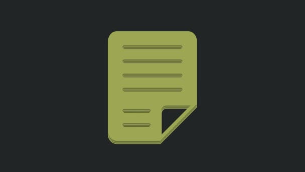 Піктограма Документа Зеленого Файла Ізольовано Чорному Тлі Піктограма Контрольного Списку — стокове відео