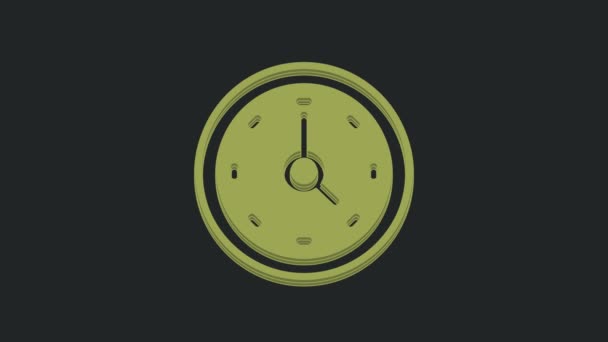 Green Clock Symbol Isoliert Auf Schwarzem Hintergrund Zeitsymbol Video Motion — Stockvideo