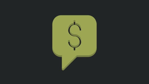 Green Placená Podpora Ikona Izolované Černém Pozadí Řeč Bublina Chat — Stock video