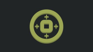 Yeşil Çin Yuan para birimi simgesi siyah arkaplanda izole edilmiş. Bozuk para. Bankacılık işareti. Para sembolü. 4K Video hareketli grafik canlandırması.