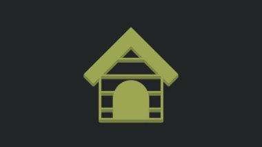 Yeşil Köpek Evi simgesi siyah arkaplanda izole edildi. Köpek kulübesi. 4K Video hareketli grafik canlandırması.