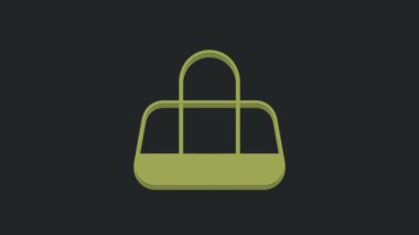 Siyah arkaplanda yeşil spor çanta simgesi izole edildi. 4K Video hareketli grafik canlandırması.
