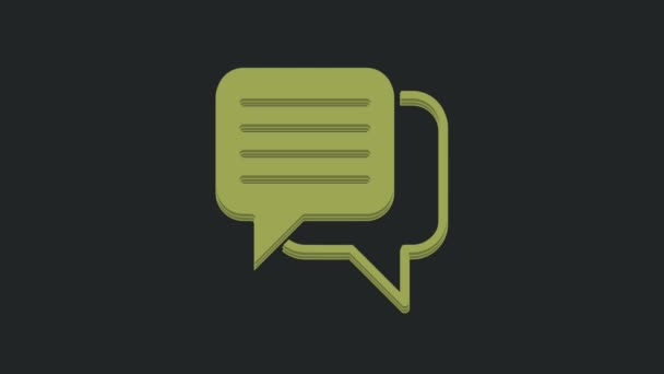 Ікона Green Speech Bubble Chat Ізольована Чорному Тлі Ікона Повідомлення — стокове відео