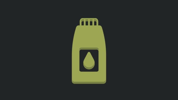Grüner Kanister Für Motoröl Symbol Isoliert Auf Schwarzem Hintergrund Ölliter — Stockvideo