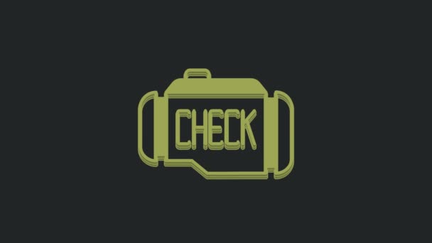 Icono Del Motor Green Check Aislado Sobre Fondo Negro Animación — Vídeo de stock