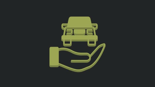 绿色汽车服务检查汽车图标隔离在黑色背景 汽车服务 4K视频运动图形动画 — 图库视频影像