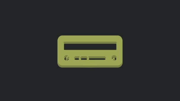 黒の背景に隔離されたグリーンカーオーディオアイコン ラジオカーオーディオアイコンから 4Kビデオモーショングラフィックアニメーション — ストック動画