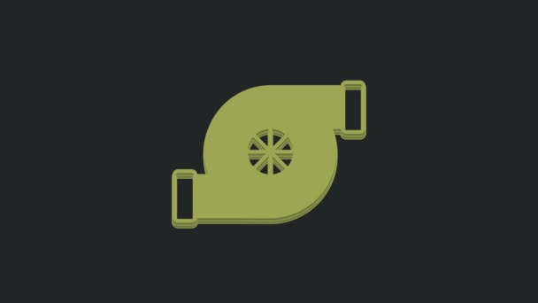 Значок Турбонагнетателя Green Automotive Выделен Черном Фоне Турбокомпрессор Индукция Турбокомпрессора — стоковое видео