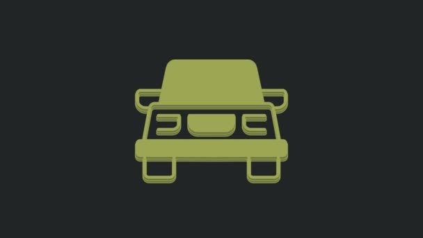 Піктограма Зеленого Автомобіля Ізольована Чорному Тлі Відео Рух Графічна Анімація — стокове відео