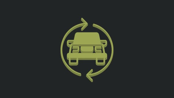 黒の背景に隔離されたグリーンカーサービスアイコン 自動整備サービス 修理サービス自動車整備士 メンテナンスサイン 4Kビデオモーショングラフィックアニメーション — ストック動画