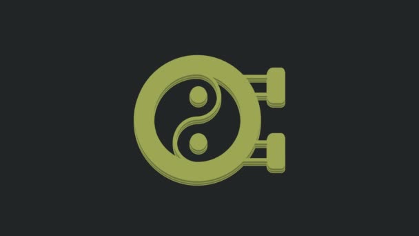 Green Yin Yang Symbool Van Harmonie Evenwicht Pictogram Geïsoleerd Zwarte — Stockvideo
