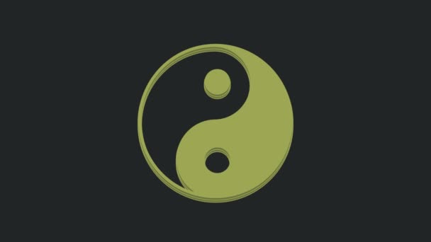 Green Yin Yang Symbol Harmoni Balance Ikon Isoleret Sort Baggrund – Stock-video