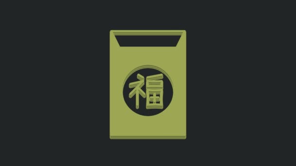 Πράσινο Κινέζικο Εικονίδιο Της Πρωτοχρονιάς Απομονωμένο Μαύρο Φόντο Γραφική Κίνηση — Αρχείο Βίντεο