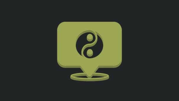 绿色阴阳象征和谐与平衡图标孤立在黑色背景上 4K视频运动图形动画 — 图库视频影像
