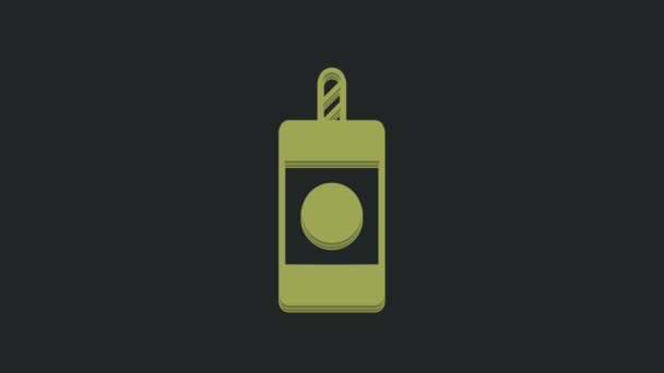 绿色烟火图标隔离在黑色背景 有趣派对的概念 爆炸物烟火符号 燃放鞭炮 4K视频运动图形动画 — 图库视频影像