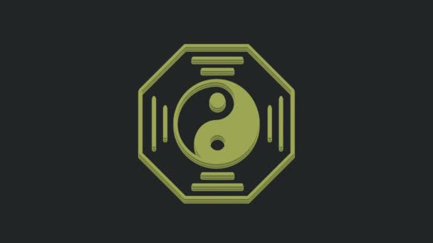 Gröna Yin Yang Symbol För Harmoni Och Balans Ikon Isolerad — Stockvideo
