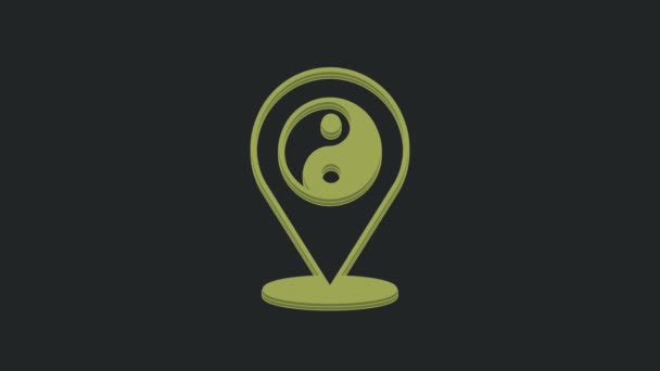 Green Yin Yang Symbol Harmony Balance Icon Isolated Black Background — Stock Video