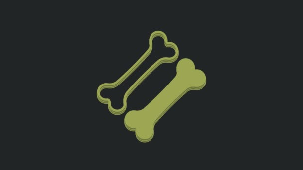 Green Dog Knogle Ikon Isoleret Sort Baggrund Kæledyr Mad Symbol – Stock-video