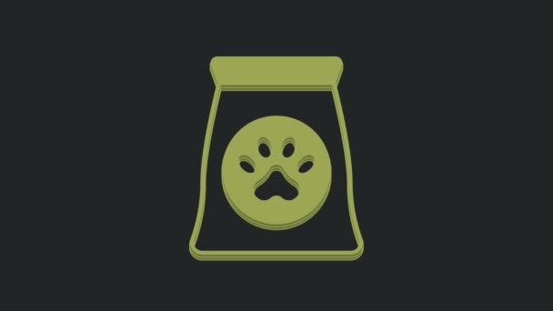 Green Bag Food Pet Icon Isolated Black Background Food Animals — Stock Video