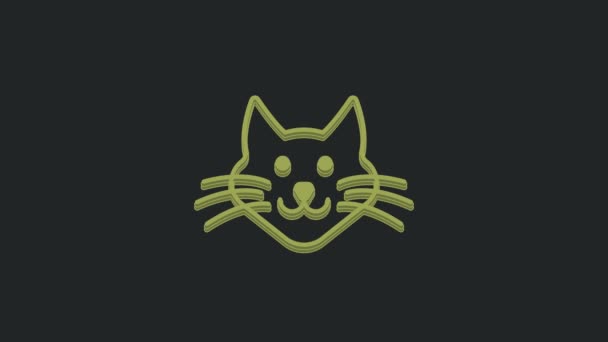Green Cat Symbol Isoliert Auf Schwarzem Hintergrund Video Motion Grafik — Stockvideo