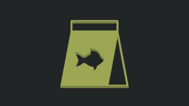 Zelené Potraviny Pro Ryby Ikona Izolované Černém Pozadí Grafická Animace — Stock video