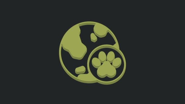 Icono Mascota Green World Aislado Sobre Fondo Negro Animación Gráfica — Vídeos de Stock