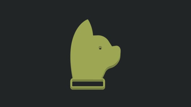 Green Cat Symbol Isoliert Auf Schwarzem Hintergrund Video Motion Grafik — Stockvideo