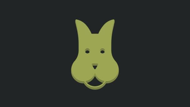 Green Dog Icon Isolated Black Background Video Motion Graphic Animation — Stock Video