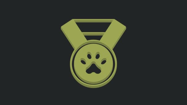 Grön Pet Utmärkelse Symbol Ikon Isolerad Svart Bakgrund Badge Med — Stockvideo