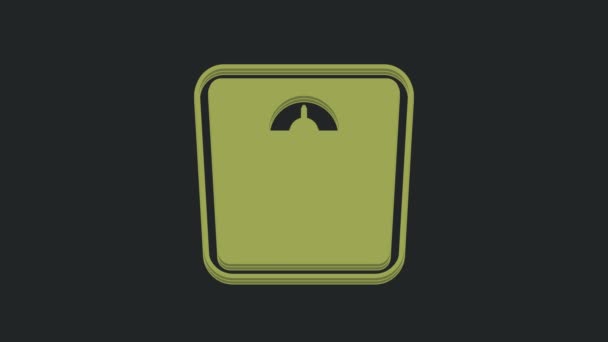 Ikona Zelená Koupelna Váhy Izolované Černém Pozadí Měřítko Hmotnosti Zařízení — Stock video