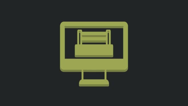 在电视屏幕监控图标上的绿色拳击戒指展示 在黑色背景下被隔离 4K视频运动图形动画 — 图库视频影像