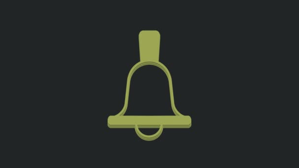 Green Boxing Bell Icon Isolated Black Background Video Motion Graphic — Stock Video
