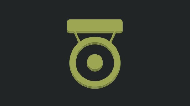 Green Boxing Gong Icon Isolated Black Background Boxing Bell Video — Stock Video