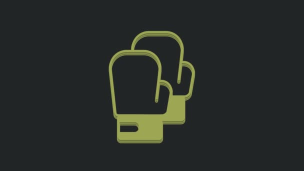 Grüne Boxhandschuh Ikone Isoliert Auf Schwarzem Hintergrund Video Motion Grafik — Stockvideo