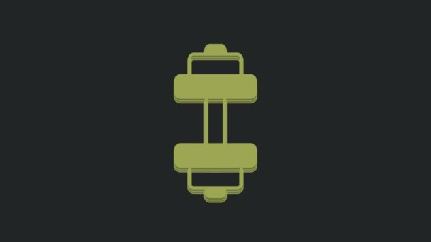 Πράσινο Εικονίδιο Dumbbell Απομονωμένο Μαύρο Φόντο Μυϊκή Ανύψωση Γυμναστήριο Αθλητικό — Αρχείο Βίντεο