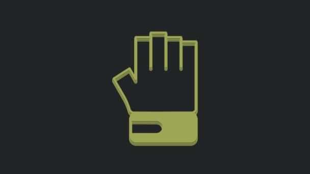 Zelená Mma Rukavice Ikona Izolované Černém Pozadí Sportovní Spoluviníci Válečnické — Stock video