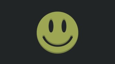 Siyah arkaplanda izole edilmiş Yeşil Gülen Yüz simgesi. Gülümseyen ifade. Mutlu gülümseme sohbet sembolleri. 4K Video hareketli grafik canlandırması.