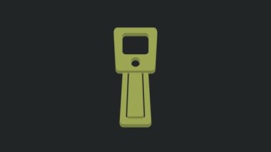Siyah zemin üzerinde kızılötesi ışık ikonu olan yeşil dijital temassız termometre. 4K Video hareketli grafik canlandırması.