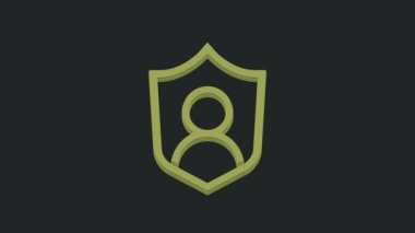 Yeşil Kullanıcı koruma simgesi siyah arkaplanda izole edildi. Güvenli kullanıcı girişi, şifre koruması, kişisel veri koruması, kimlik doğrulaması. 4K Video hareketli grafik canlandırması.