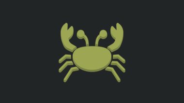 Yeşil Yengeç simgesi siyah arkaplanda izole edildi. 4K Video hareketli grafik canlandırması.