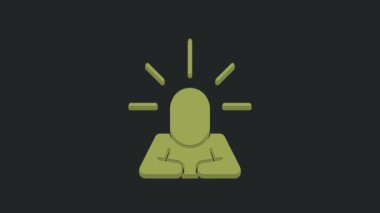 Yeşil Depresyon ve hüsran simgesi siyah arkaplanda izole edildi. Depresif ruh hali olan bir adam. Akıl sağlığı sorunları. 4K Video hareketli grafik canlandırması.