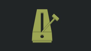 Siyah arkaplanda izole edilmiş hareket simgesi olan Yeşil Klasik Metronom. Müzik ve ritim mekanizması. 4K Video hareketli grafik canlandırması.