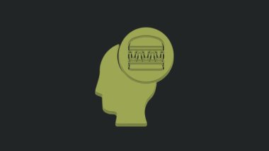 Yeşil Çevrimiçi sipariş ve fast food dağıtım ikonu siyah arka planda izole edildi. 4K Video hareketli grafik canlandırması.