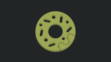 Siyah arka planda izole edilmiş tatlı jöleli donut. 4K Video hareketli grafik canlandırması.