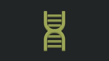 Siyah arkaplanda izole edilmiş yeşil DNA sembolü. 4K Video hareketli grafik canlandırması.